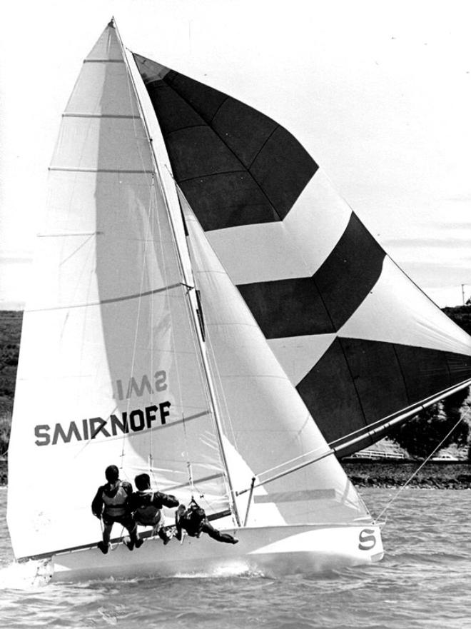 In 1972 Smirnoff took the title on the Brisbane River.19 © Frank Quealey /Australian 18 Footers League http://www.18footers.com.au